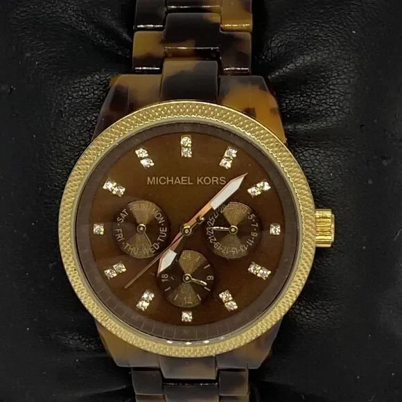 Michael Kors Jet Set MK5038 Women's Brown Acrylic Analog Dial Quartz Watch ZW143 - Picture 2 of 12